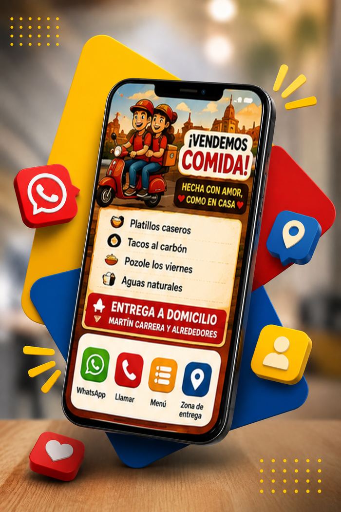 Ejemplo de tarjeta digital: Vendemos Comida